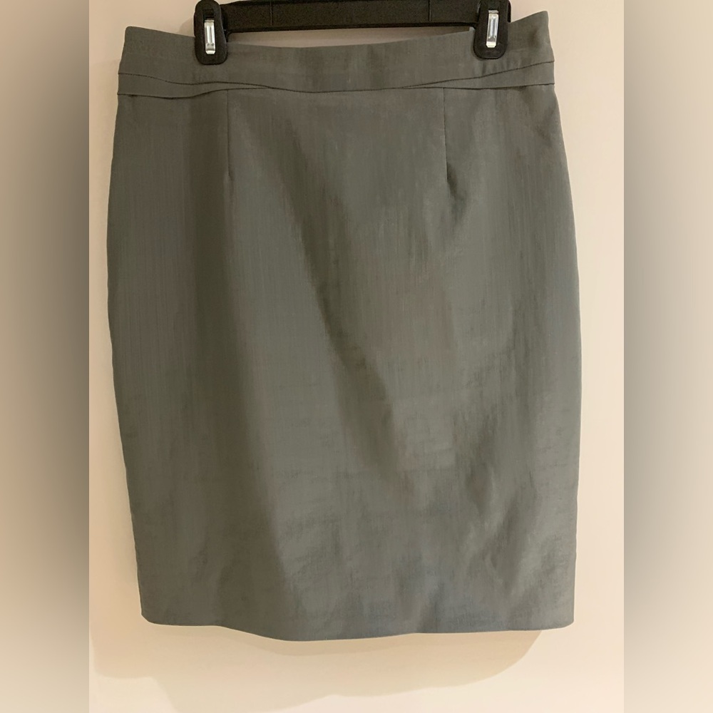 TEENFLO Classic Pencil Skirt in Gray/Silver Linen Blend - Size 10